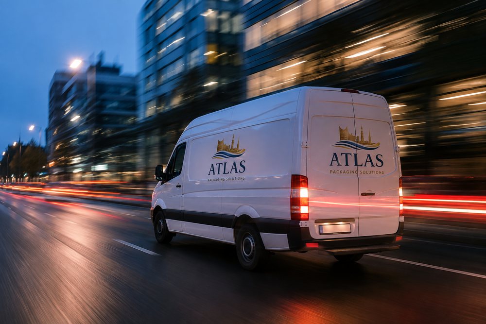 Lieferfahrzeug von Atlas Packaging Solutions in Hamburg